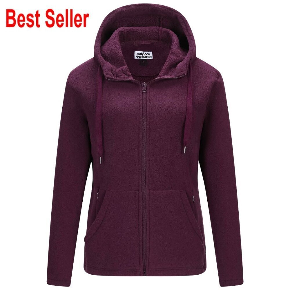 Women's Full Zip Hooded Fleece Jacket with 6 Pockets, Warm Polar Fleece